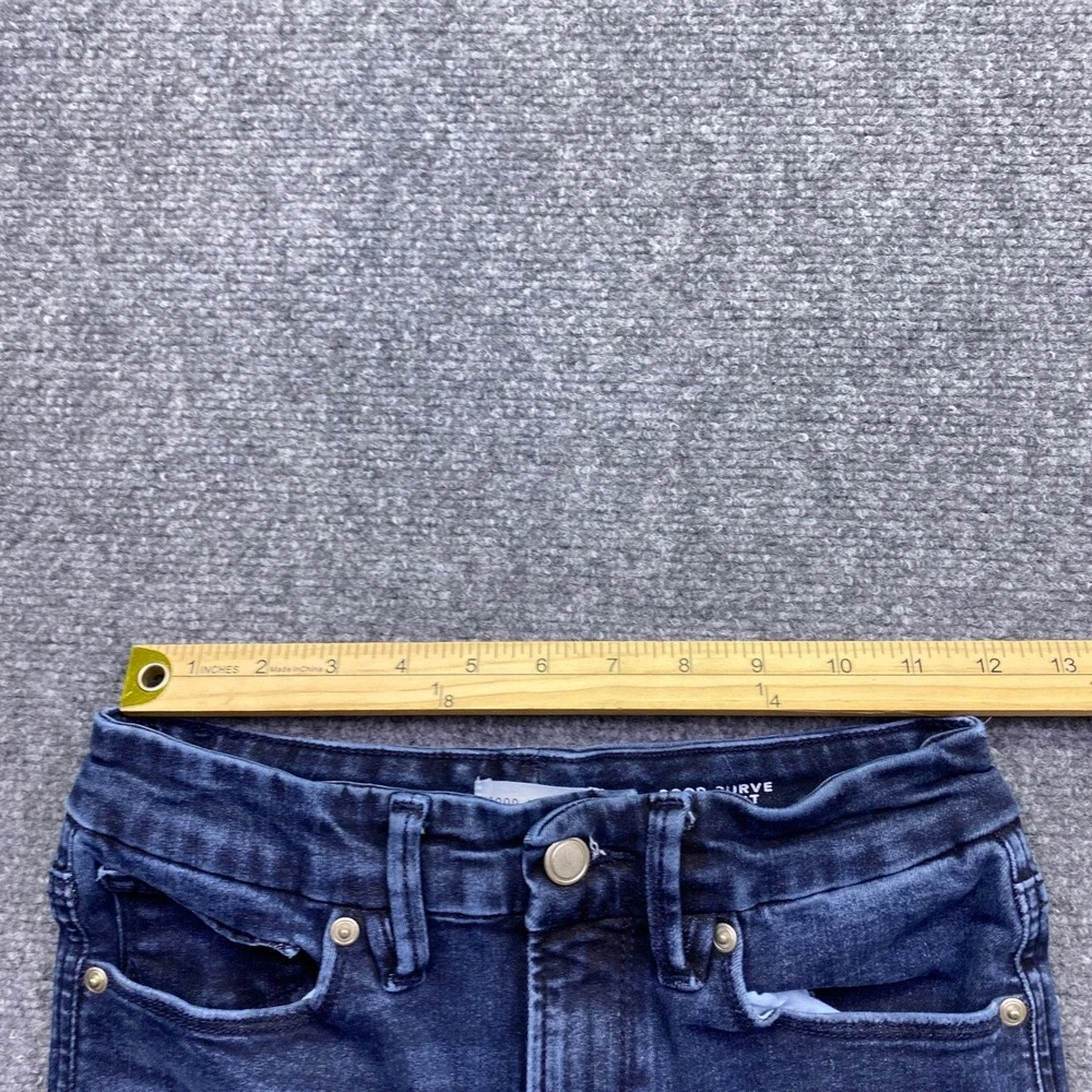 Good American Good Curve Straight Jeans Dark Wash Super High Rise 00-4 Grunge